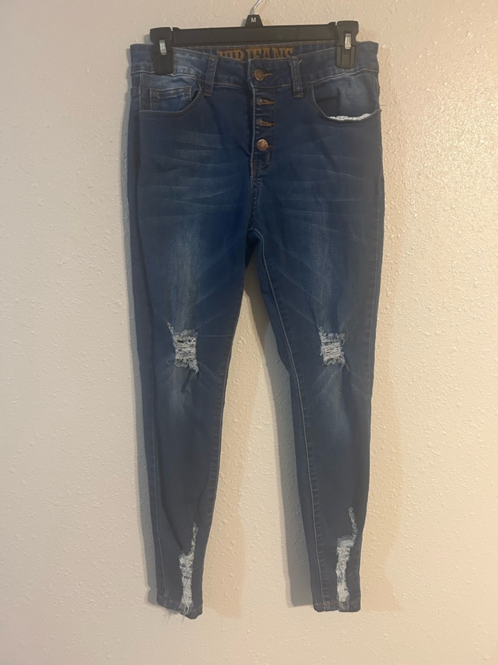 VIP Women’s Mid-Rise Distressed Blue Skinny Jeans Sz 9/10